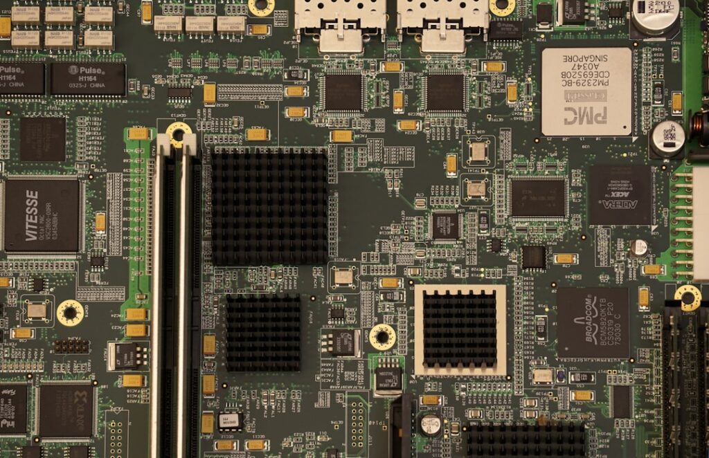 pgvector — closeup photography of green and black computer motherboard
