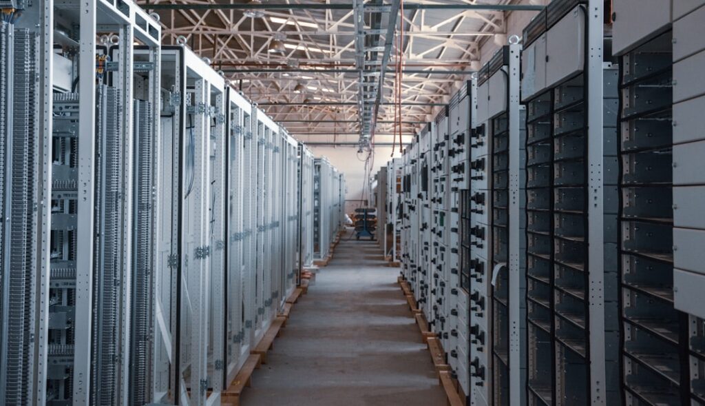 langgraph — server room aisle with metal equipment racks