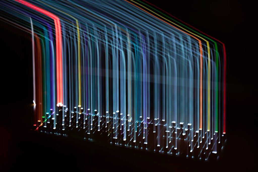 quantization — a long exposure of colored lights in the dark
